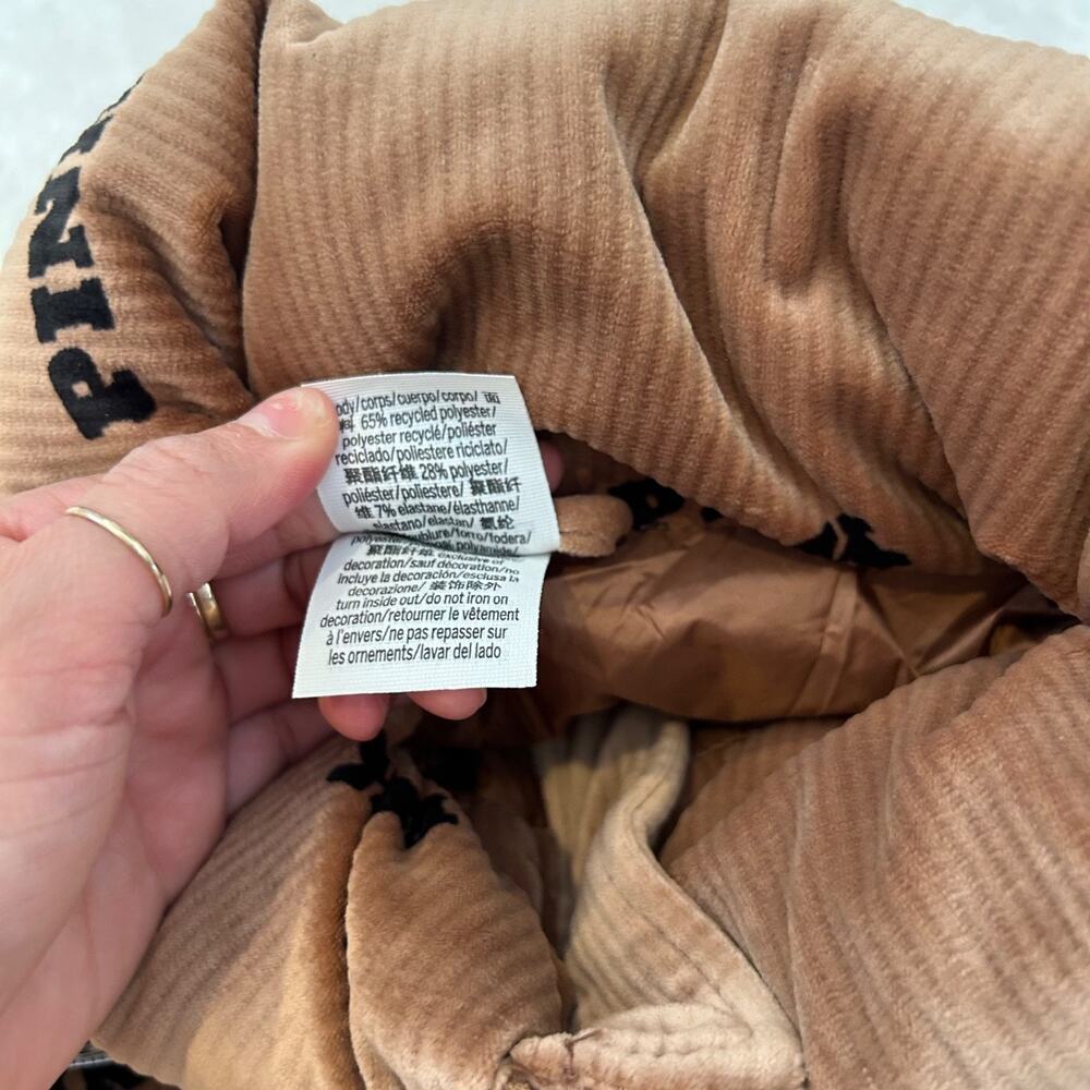 VS Pink Womens Rib Velour Puffer Caramel M Preppy Casual School Logo Winter/Fall - Picture 7 of 8